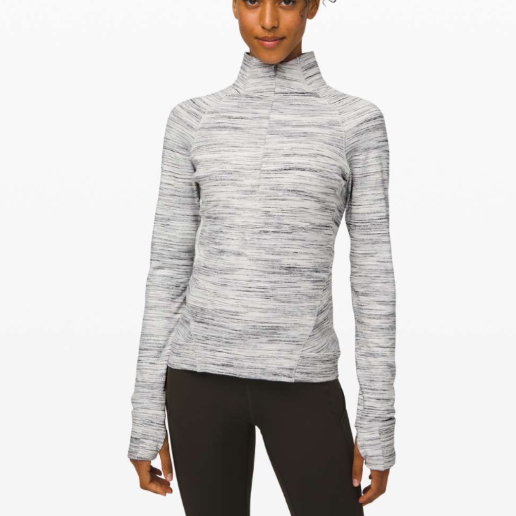 Lululemon Outrun The Elements 1/2 Zip Space Dye Camo White Silver Spoon